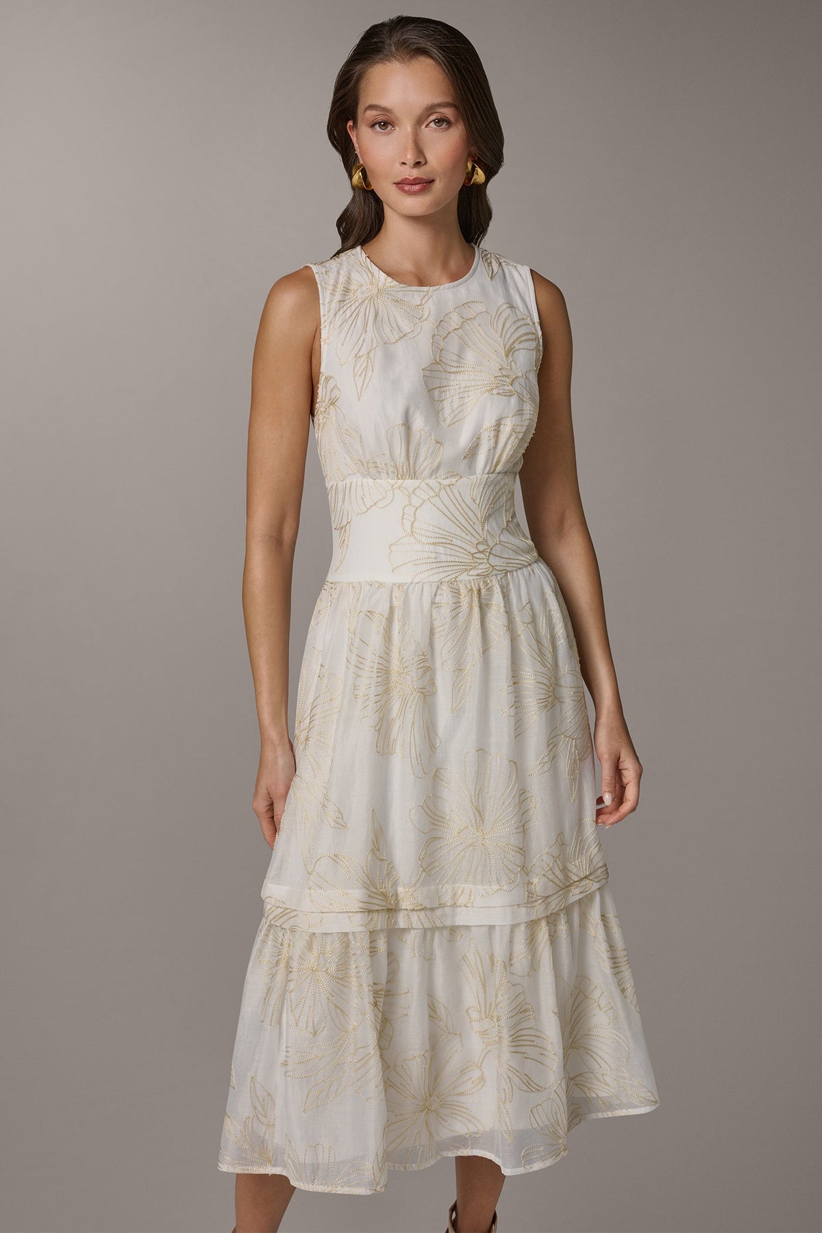 SLEEVELESS CUTOUT MIDI A-LINE DRESS