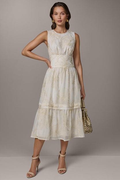 SLEEVELESS CUTOUT MIDI A-LINE DRESS