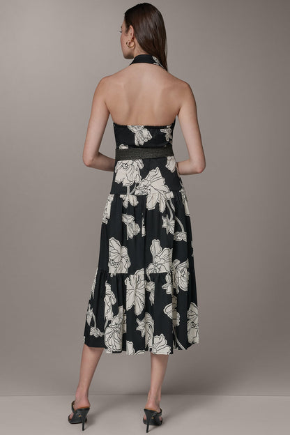 SLEEVELESS MIDI HALTER SHIRT DRESS