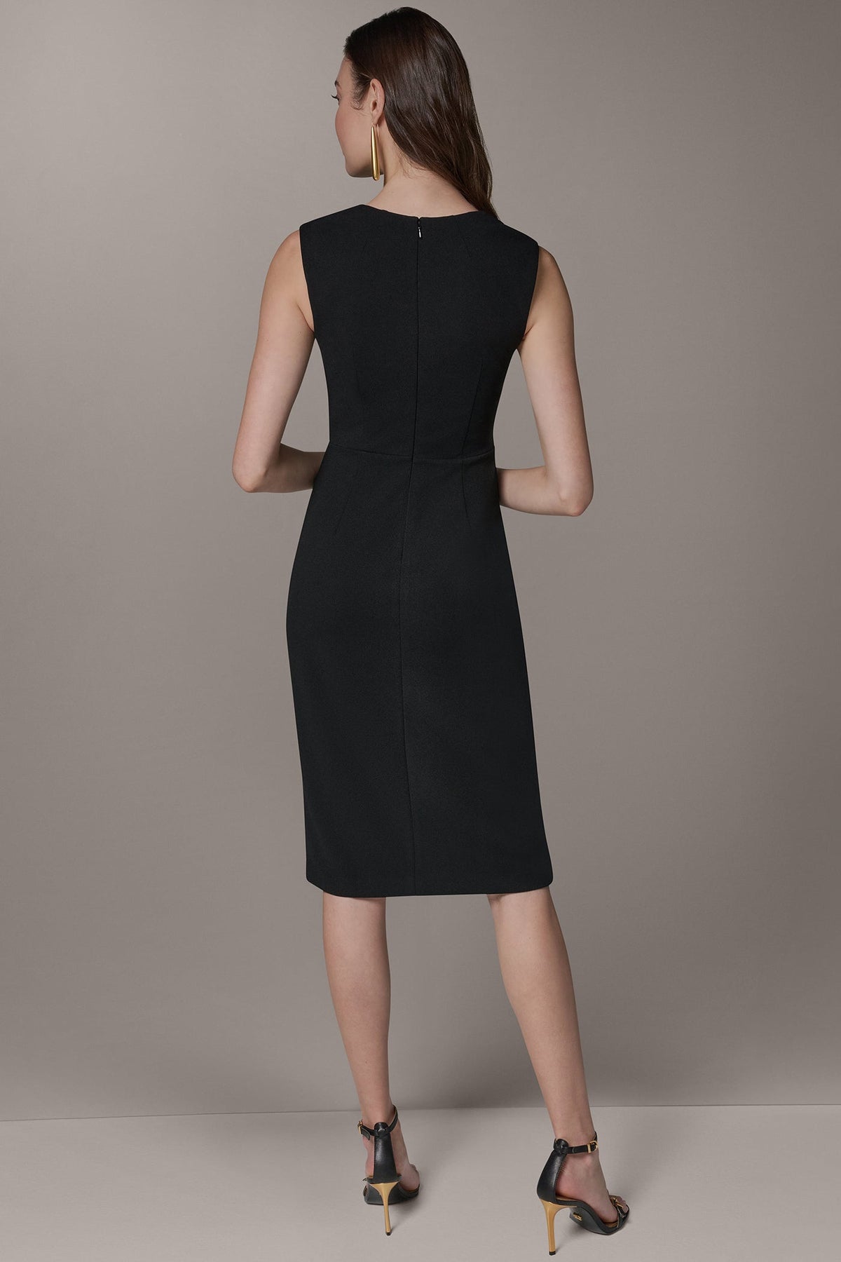SLEEVELESS WRAP-EFFECT MIDI DRESS