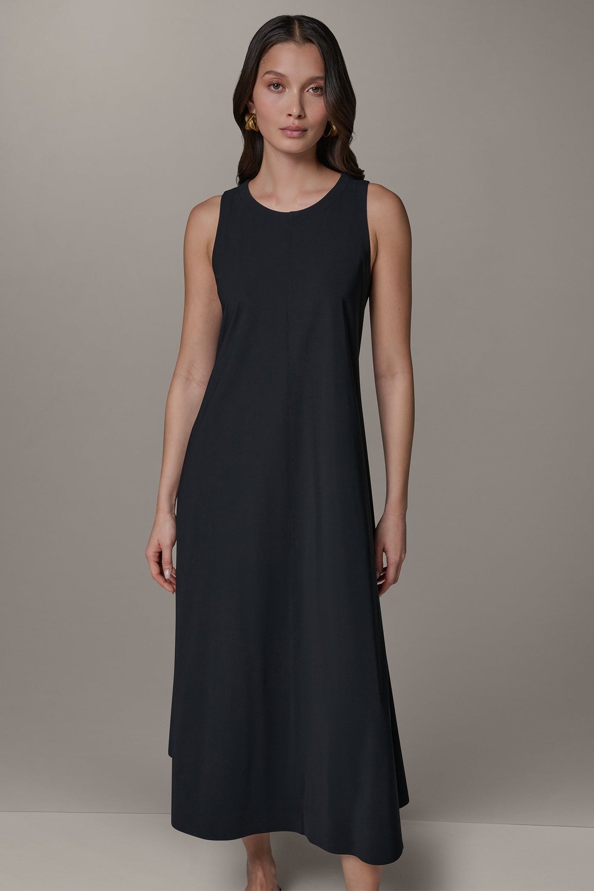 SLEEVELESS MIDI TRAPEZE DRESS