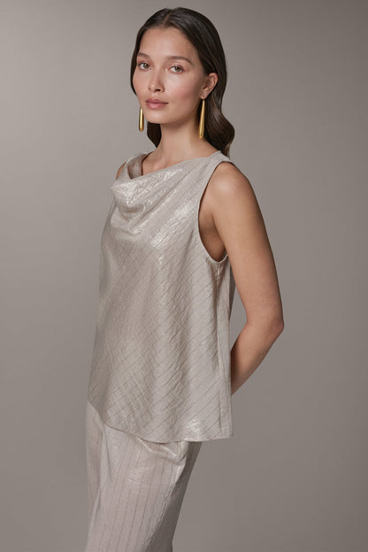 SLEEVELESS METALLIC PINSTRIPE TOP