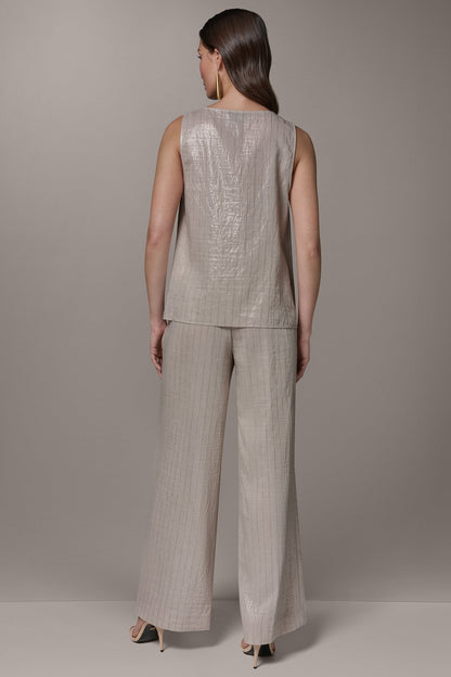 SLEEVELESS METALLIC PINSTRIPE TOP