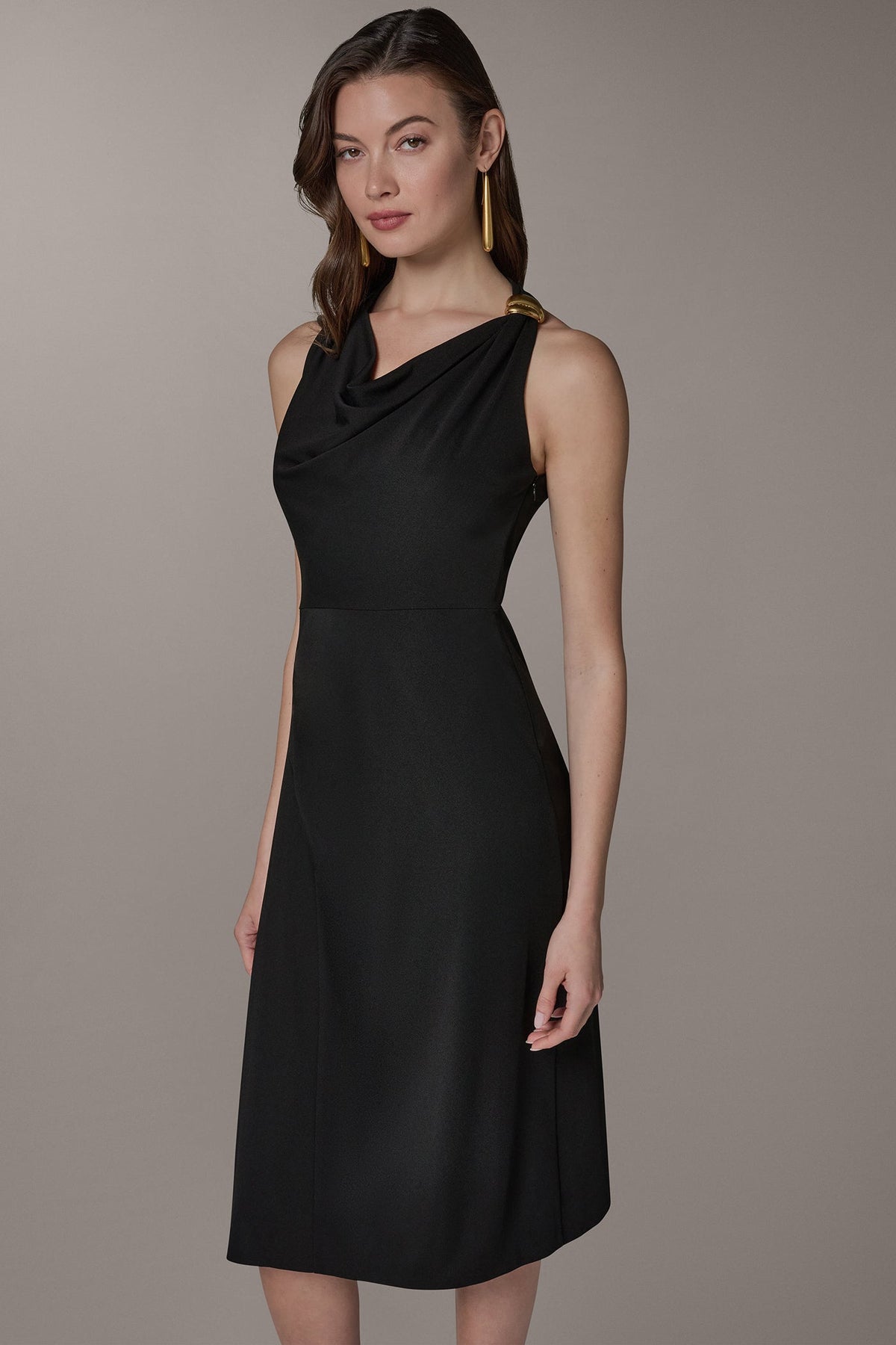 SLEEVELESS MIDI HALTER DRESS