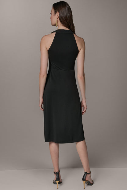 SLEEVELESS MIDI HALTER DRESS