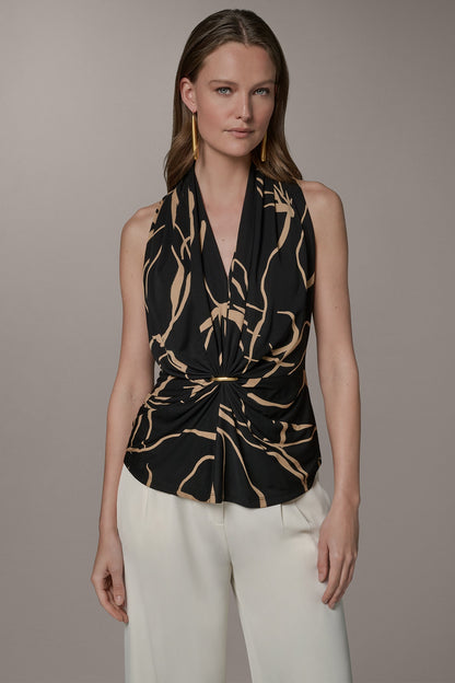 RUCHED V-NECK TOP