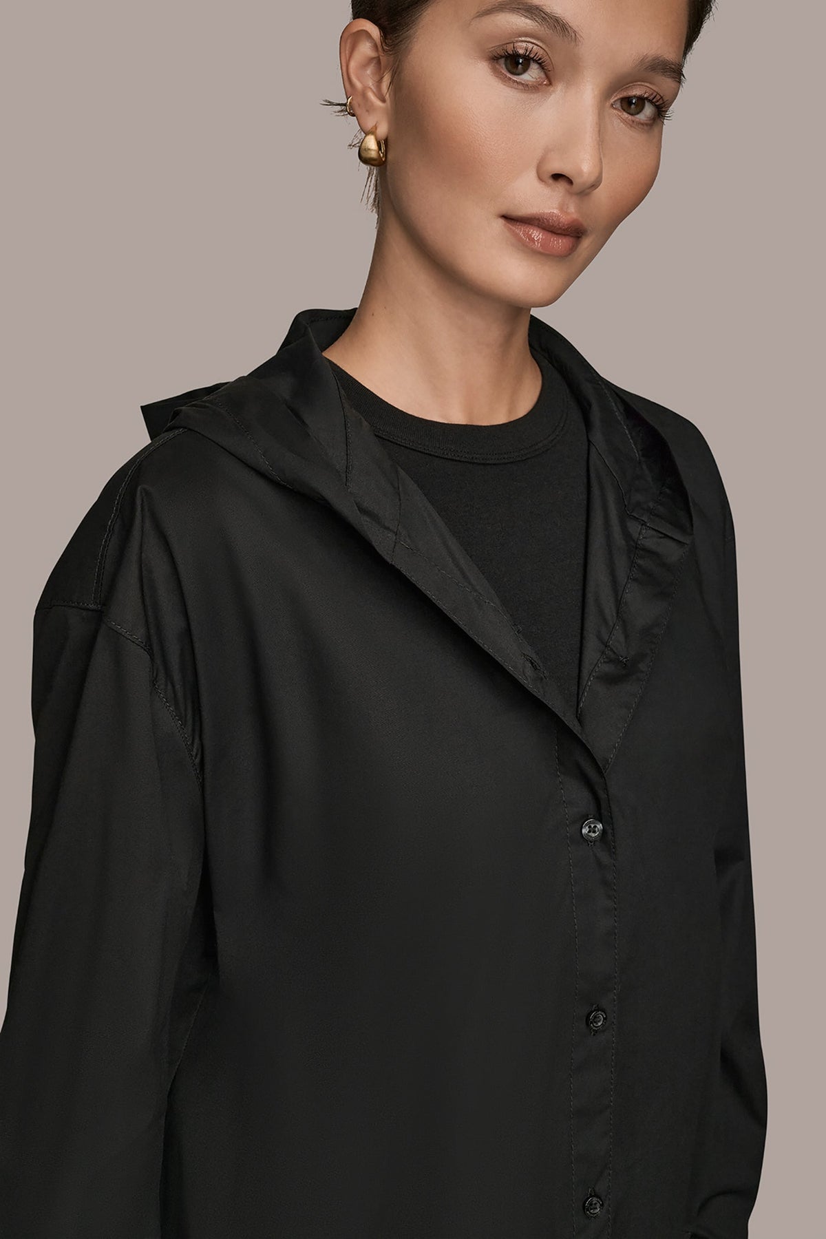 HOODED BUTTON-DOWN SHIRT