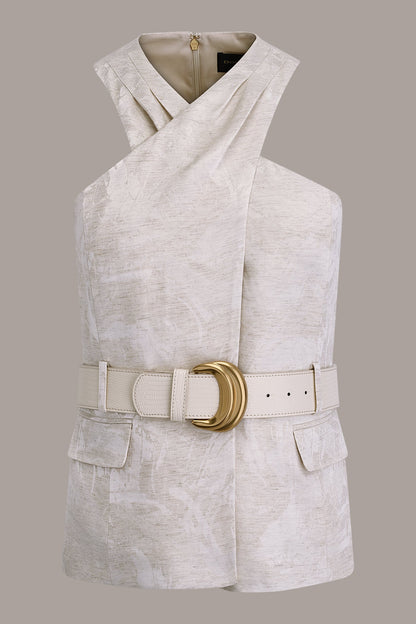 CROPPED CROSSOVER SUIT VEST
