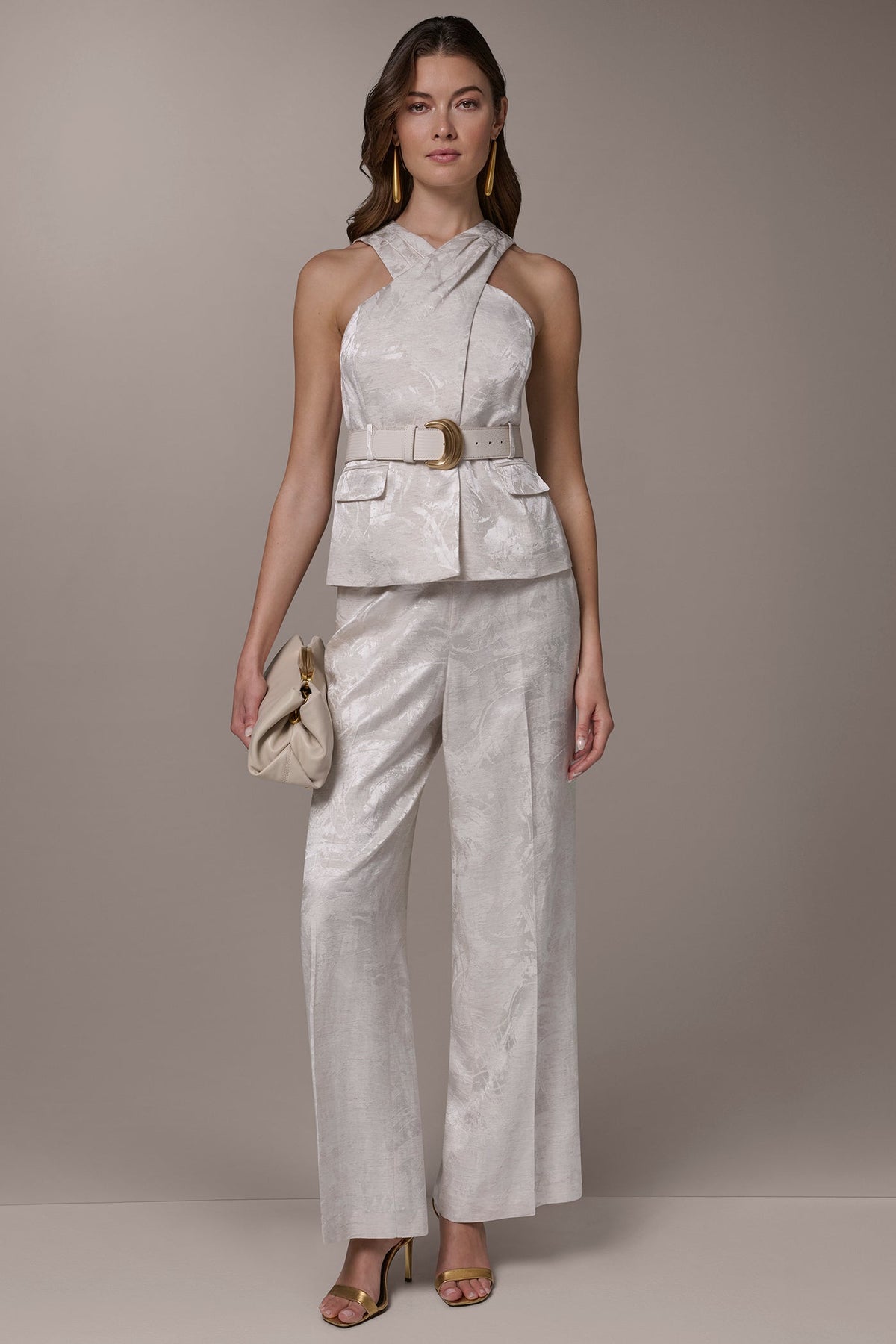 CROPPED CROSSOVER SUIT VEST
