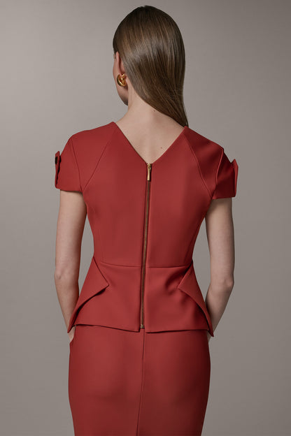SHORT SLEEVE PEPLUM TOP