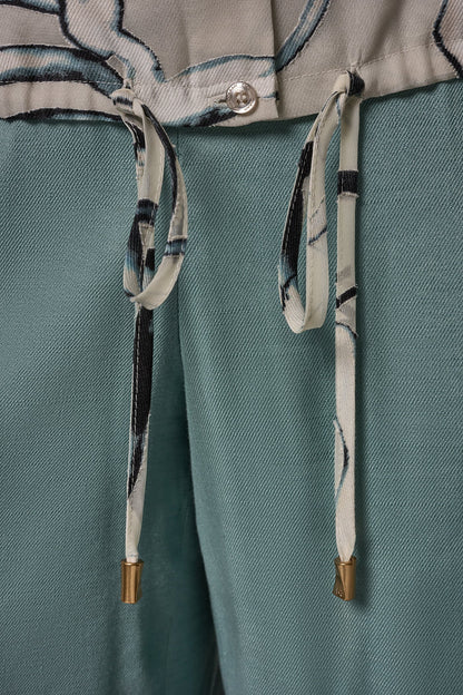 BURNOUT DRAWSTRING HEM BLOUSE