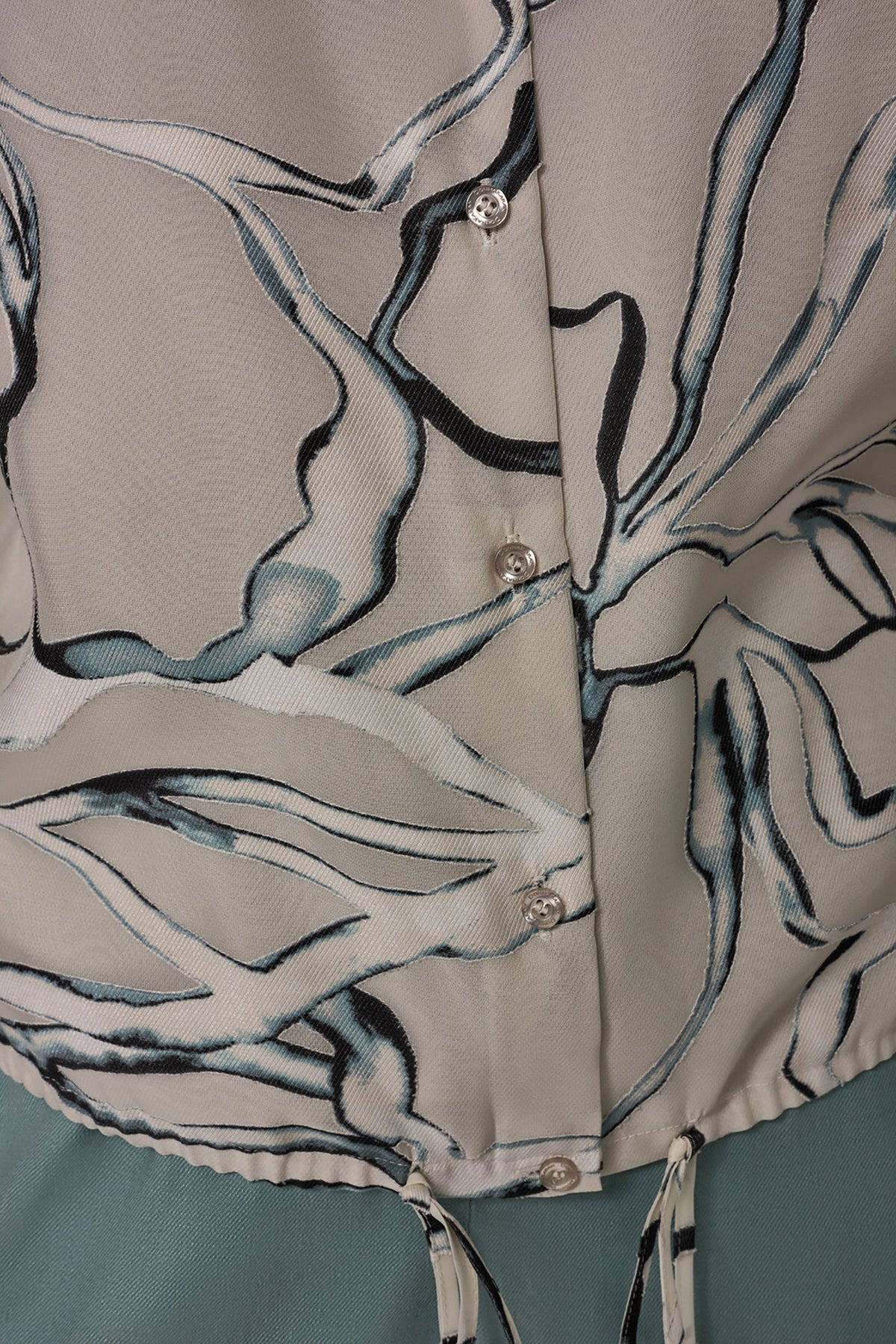 BURNOUT DRAWSTRING HEM BLOUSE