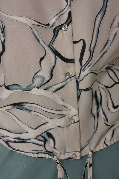 BURNOUT DRAWSTRING HEM BLOUSE
