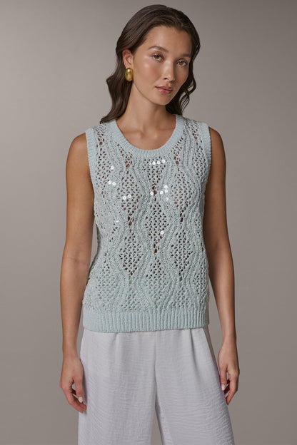 SEQUIN OPEN-STITCH SHELL