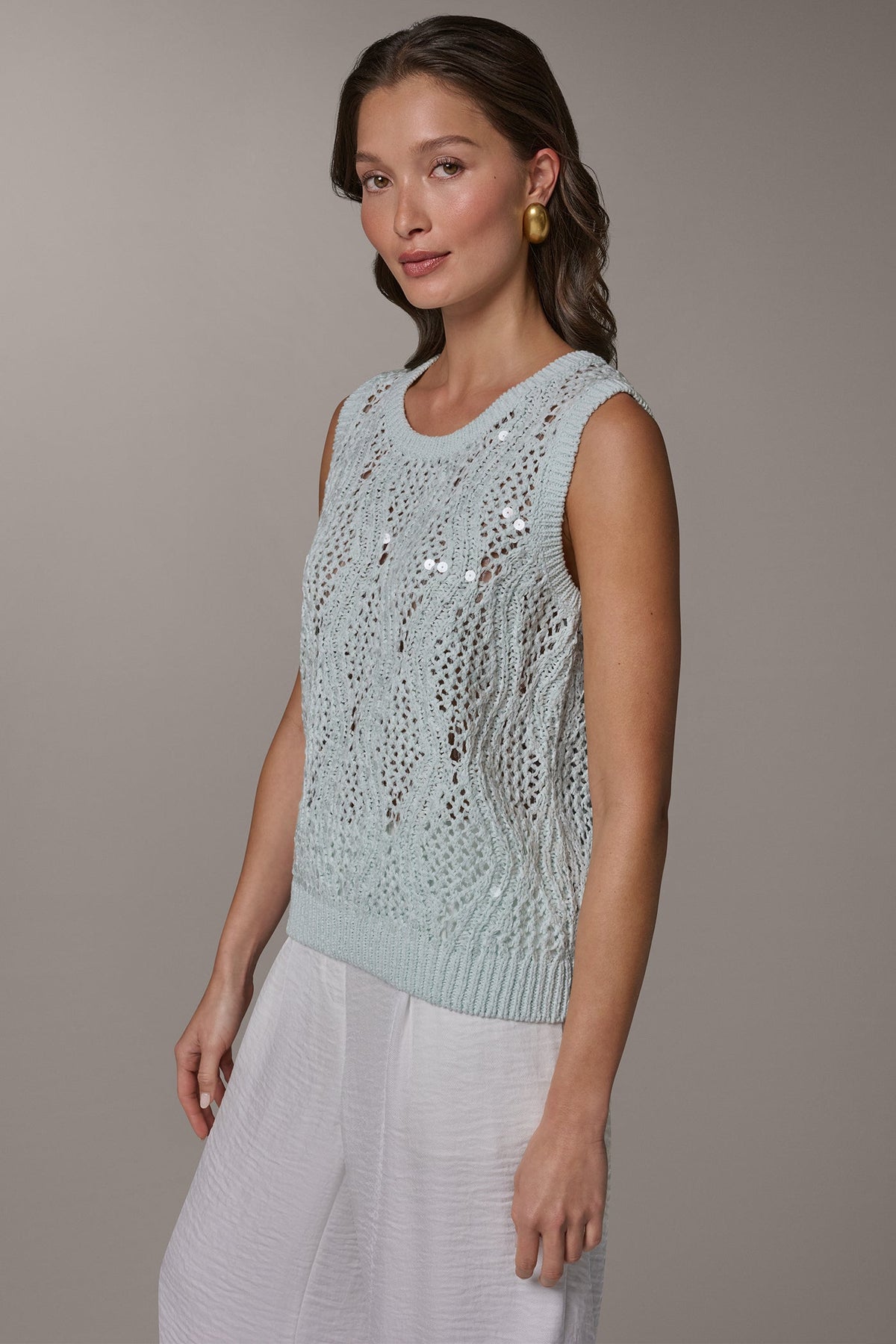 SEQUIN OPEN-STITCH SHELL
