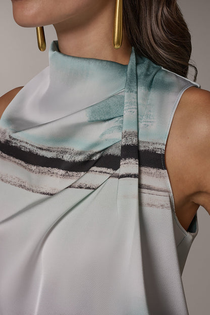 STRIPED DRAPE TWIST SHOULDER BLOUSE
