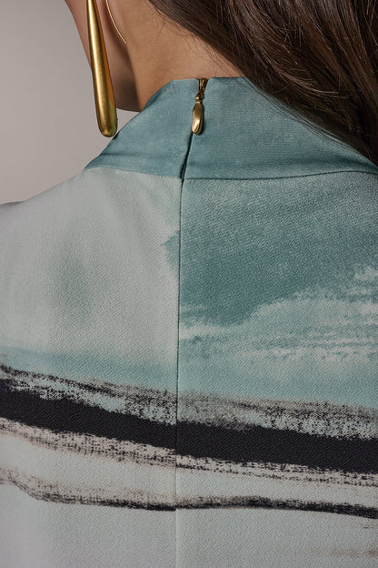 STRIPED DRAPE TWIST SHOULDER BLOUSE