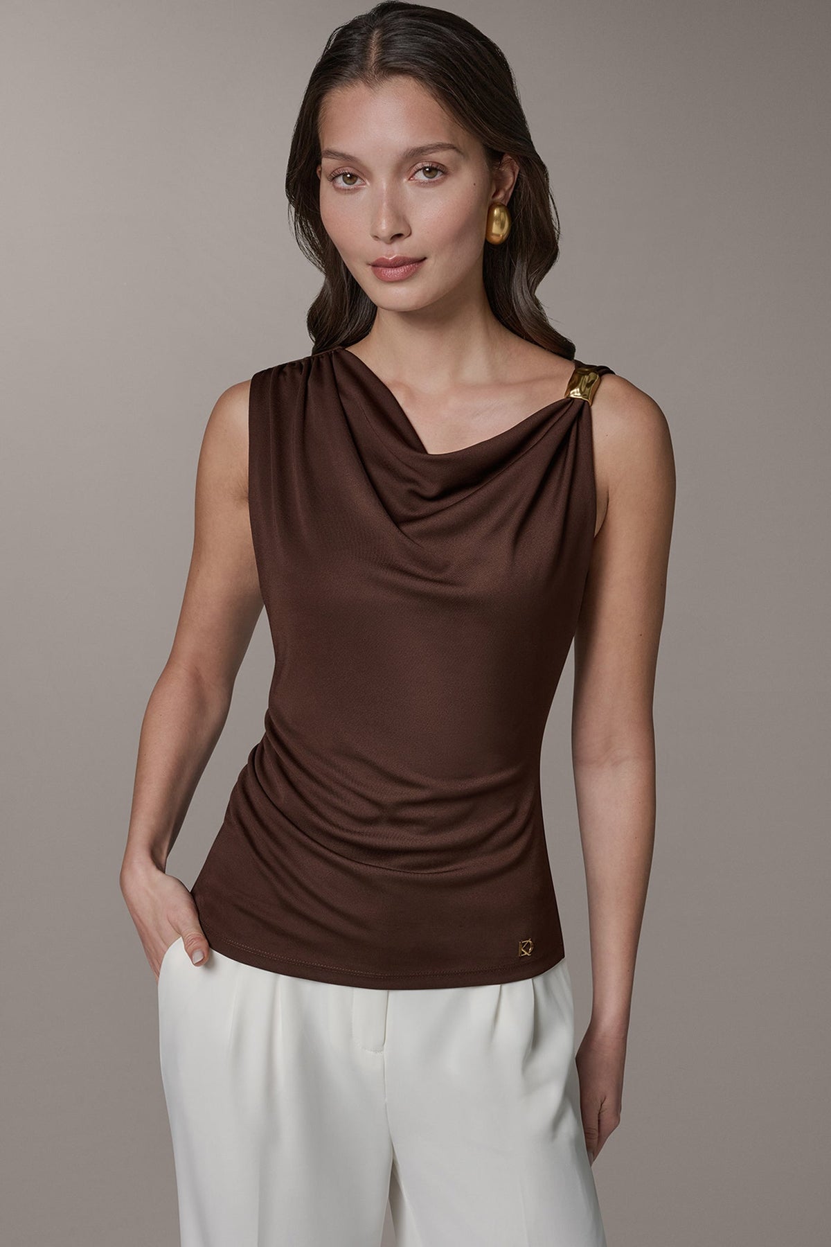 SLEEVELESS COWL-NECK TOP