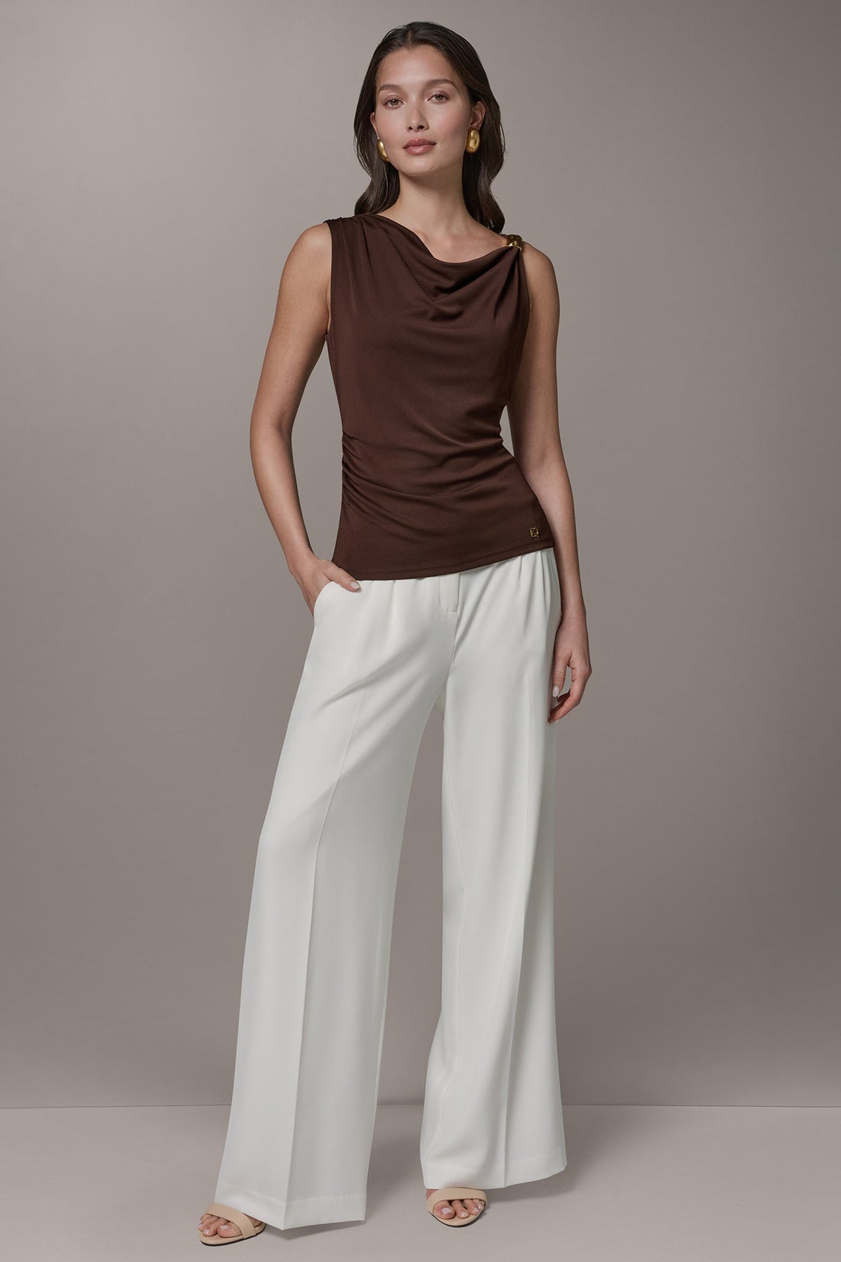 SLEEVELESS COWL-NECK TOP
