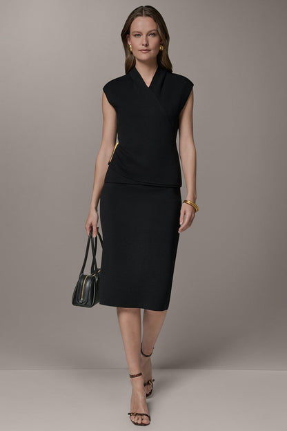 V-NECK WRAP-EFFECT TOP