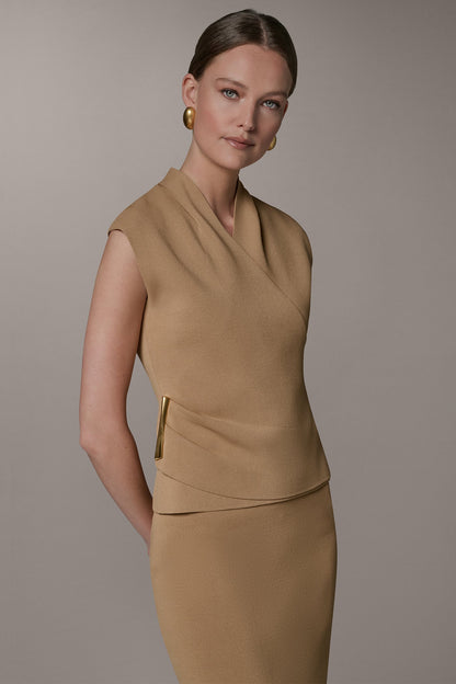 V-NECK WRAP-EFFECT TOP