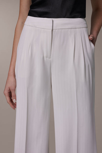 MID-RISE PINSTRIPE WIDE-LEG SUIT PANT