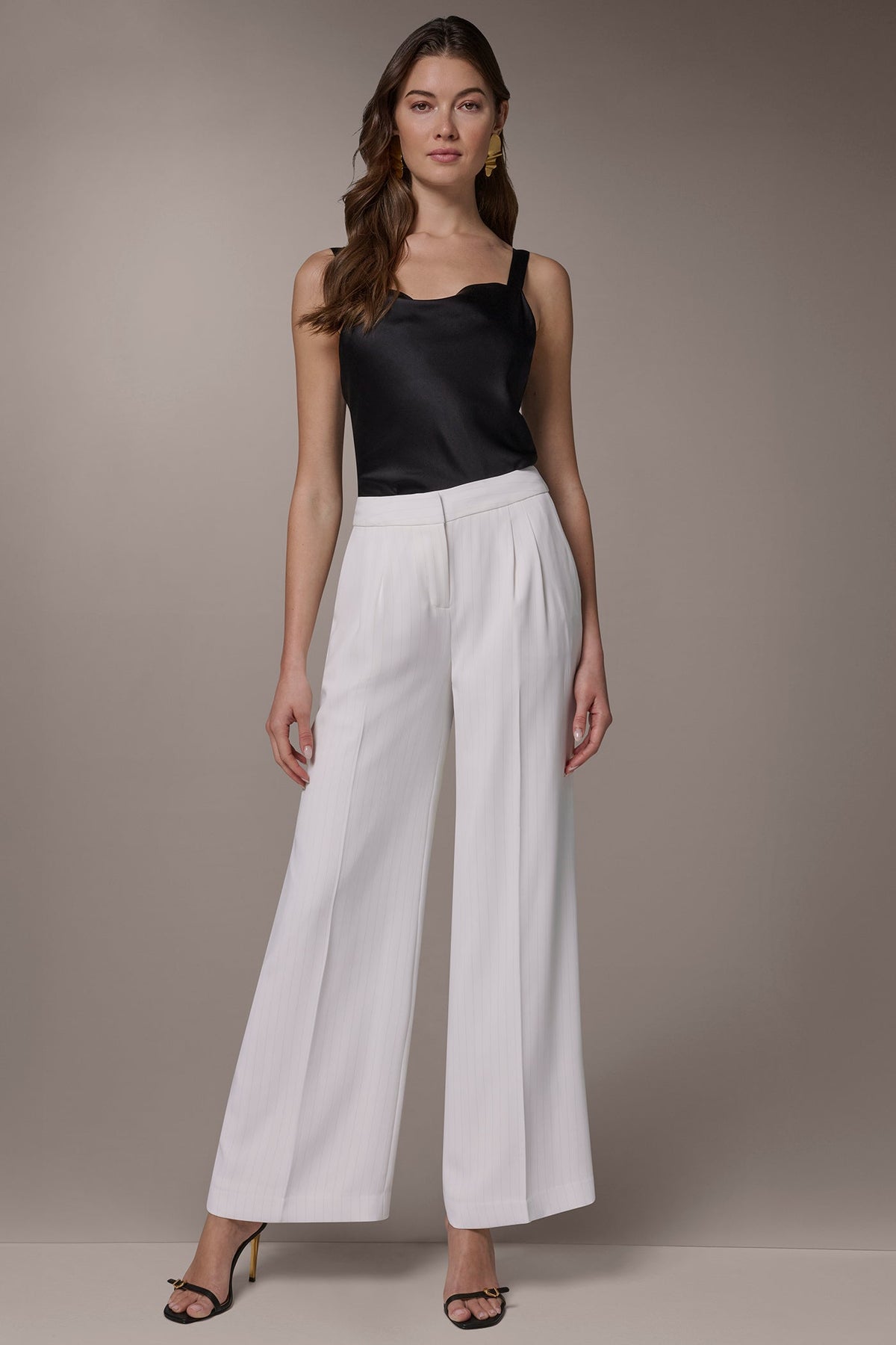 MID-RISE PINSTRIPE WIDE-LEG SUIT PANT