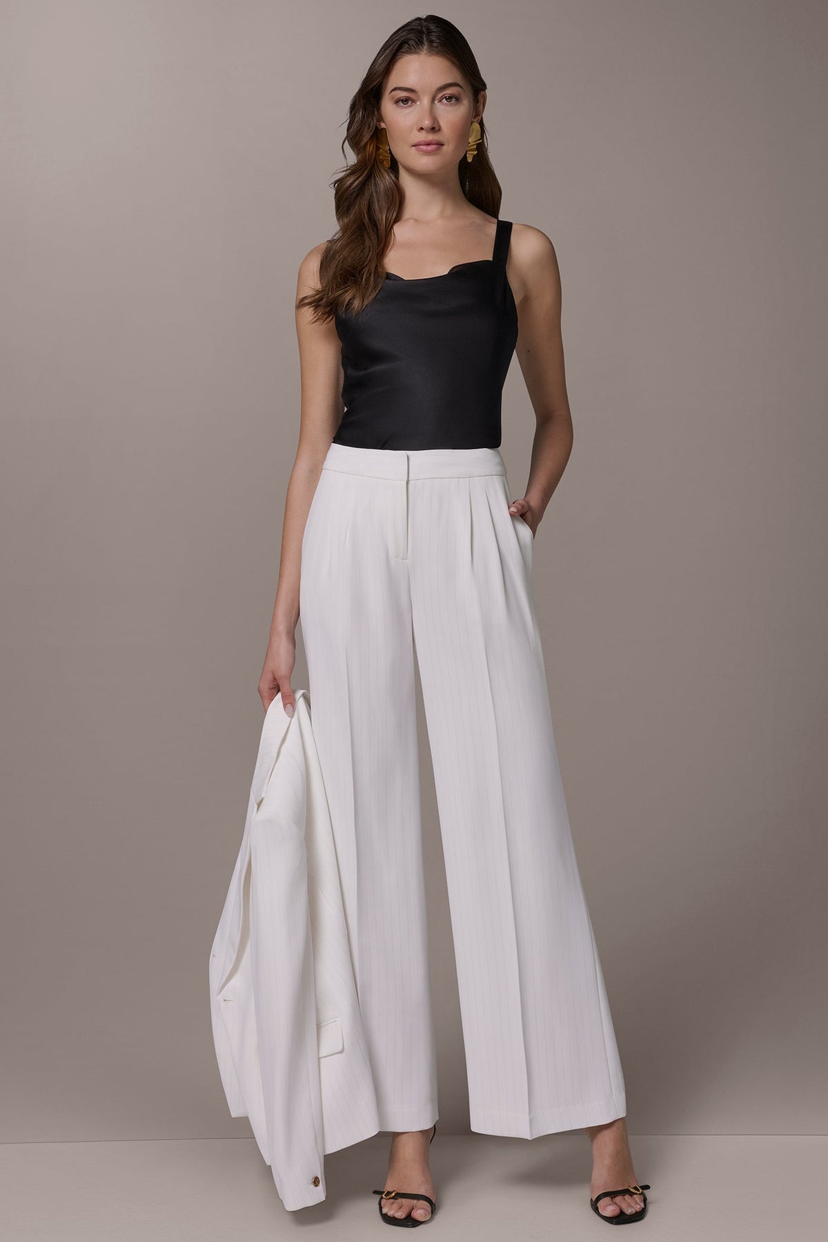 MID-RISE PINSTRIPE WIDE-LEG SUIT PANT