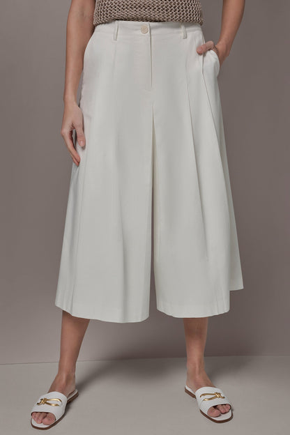 EXTRA HIGH-RISE COTTON-SATEEN PLEATED WIDE-LEG PANT