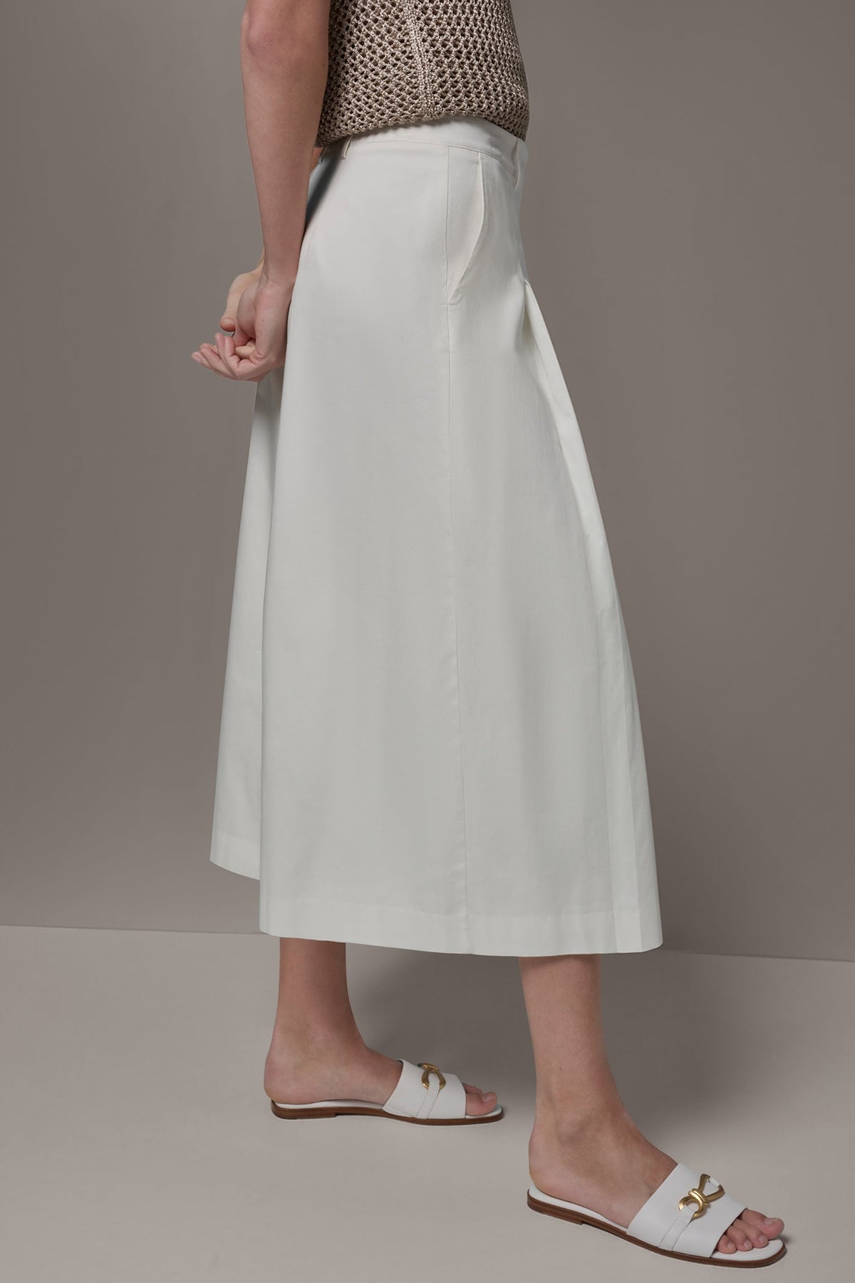 EXTRA HIGH-RISE COTTON-SATEEN PLEATED WIDE-LEG PANT