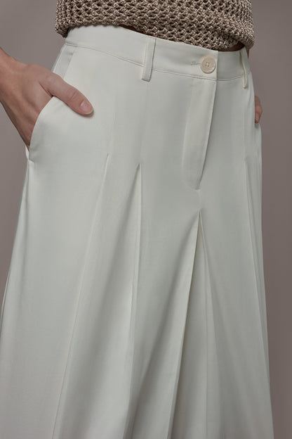 EXTRA HIGH-RISE COTTON-SATEEN PLEATED WIDE-LEG PANT