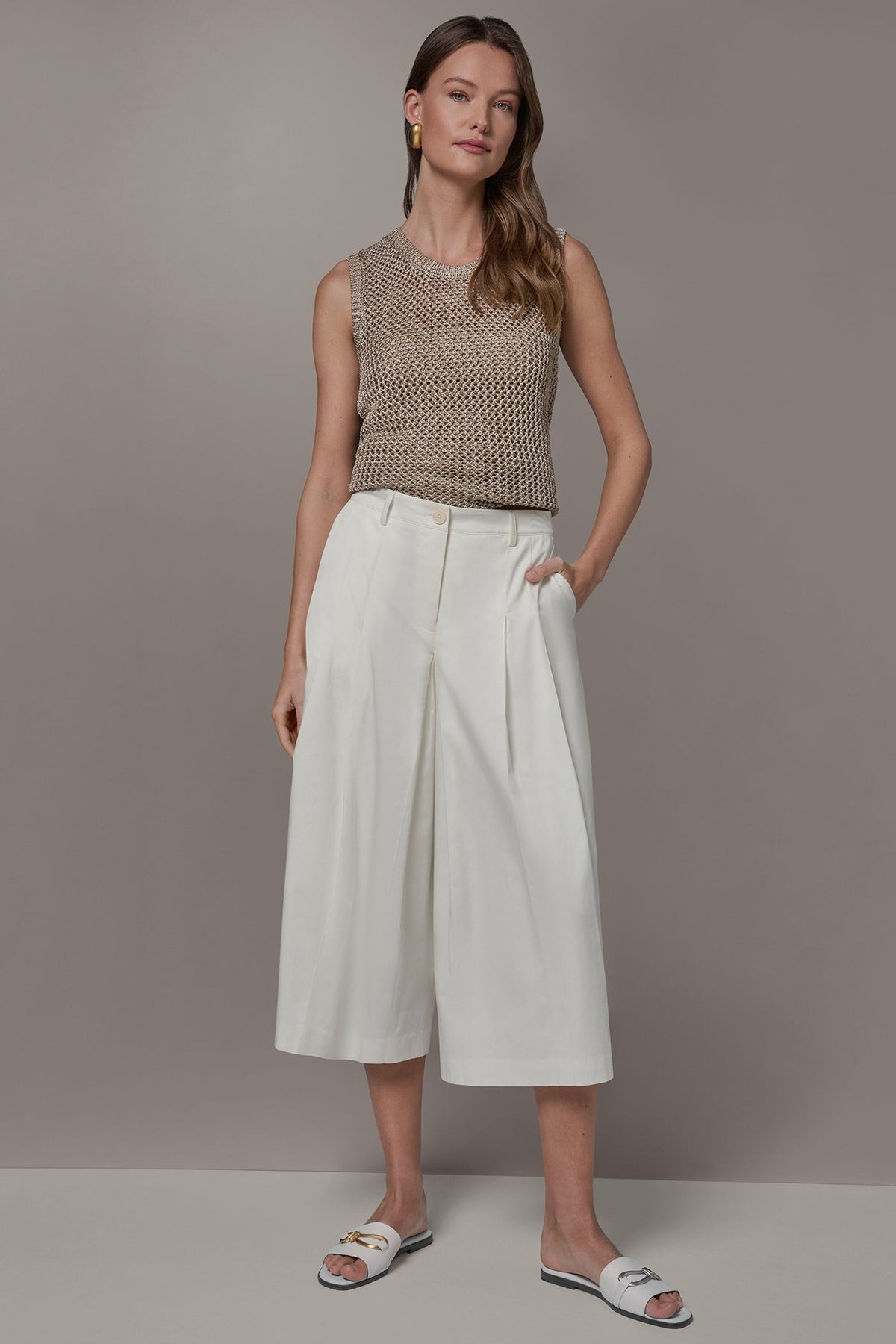 EXTRA HIGH-RISE COTTON-SATEEN PLEATED WIDE-LEG PANT