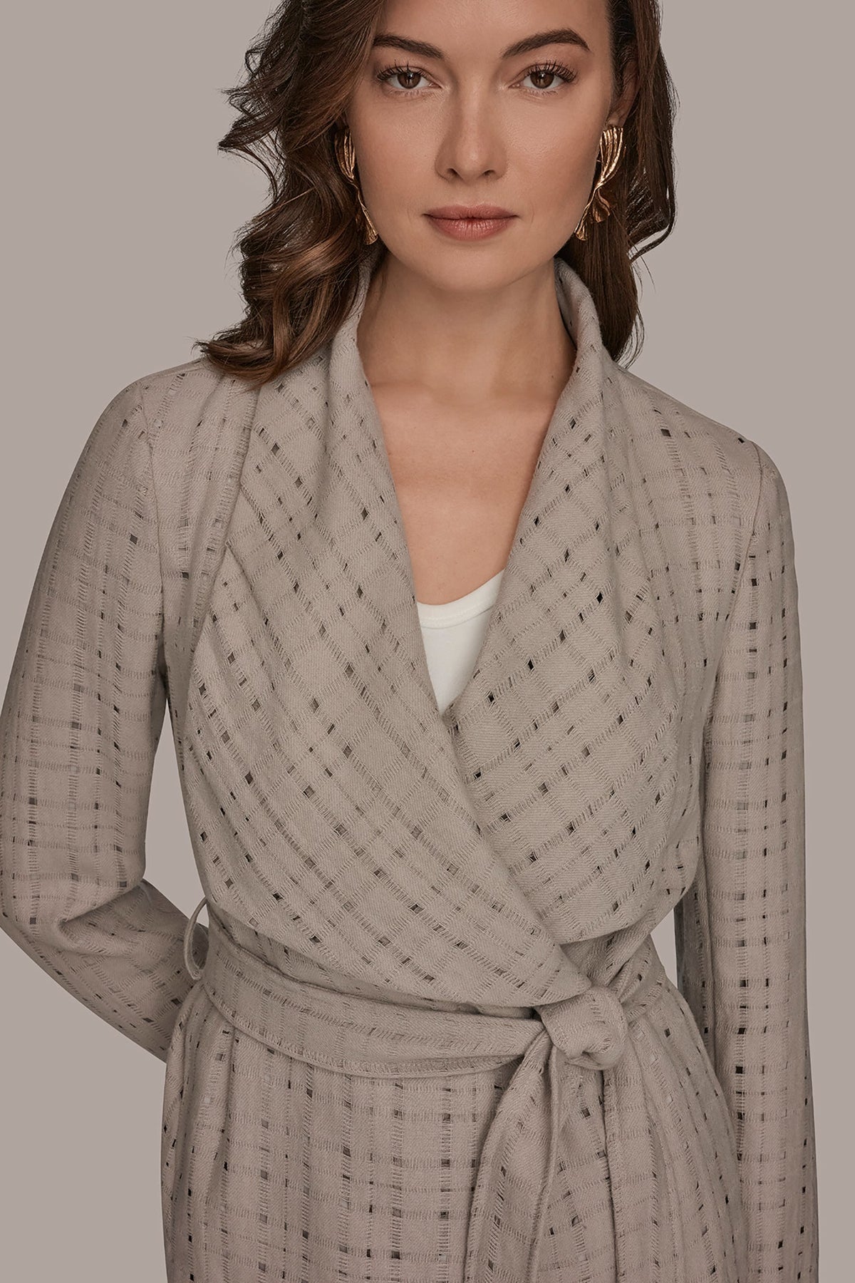 PERFORATED WRAP JACKET WITH BELT
