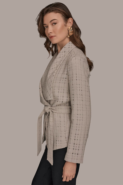 PERFORATED WRAP JACKET WITH BELT