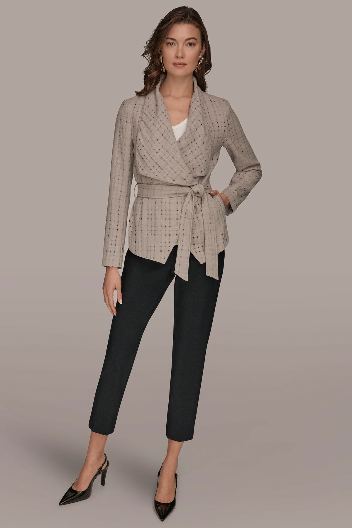 PERFORATED WRAP JACKET WITH BELT