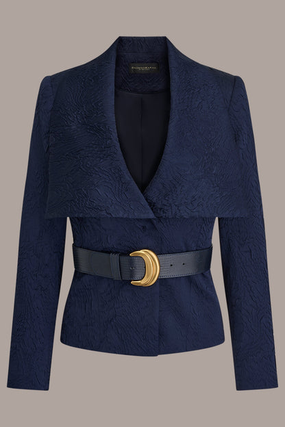 CRINKLE JACQUARD CROPPED BLAZER