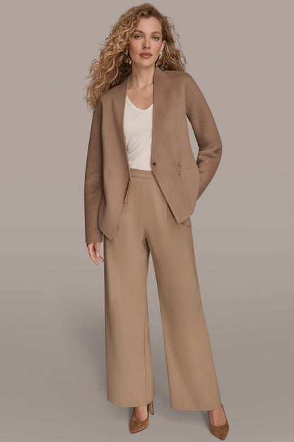 COLLARLESS EMBELLISHED WRAP JACKET