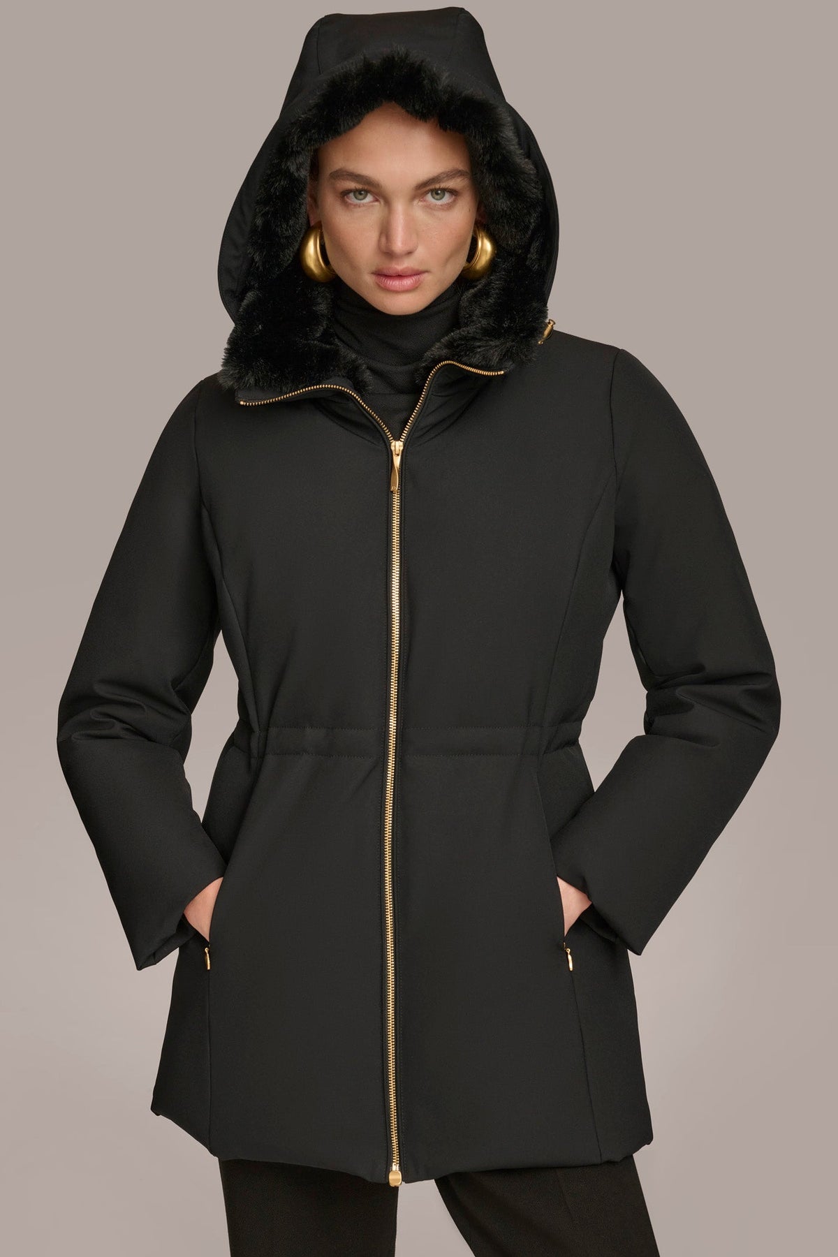FAUX FUR LINED PUFFER
