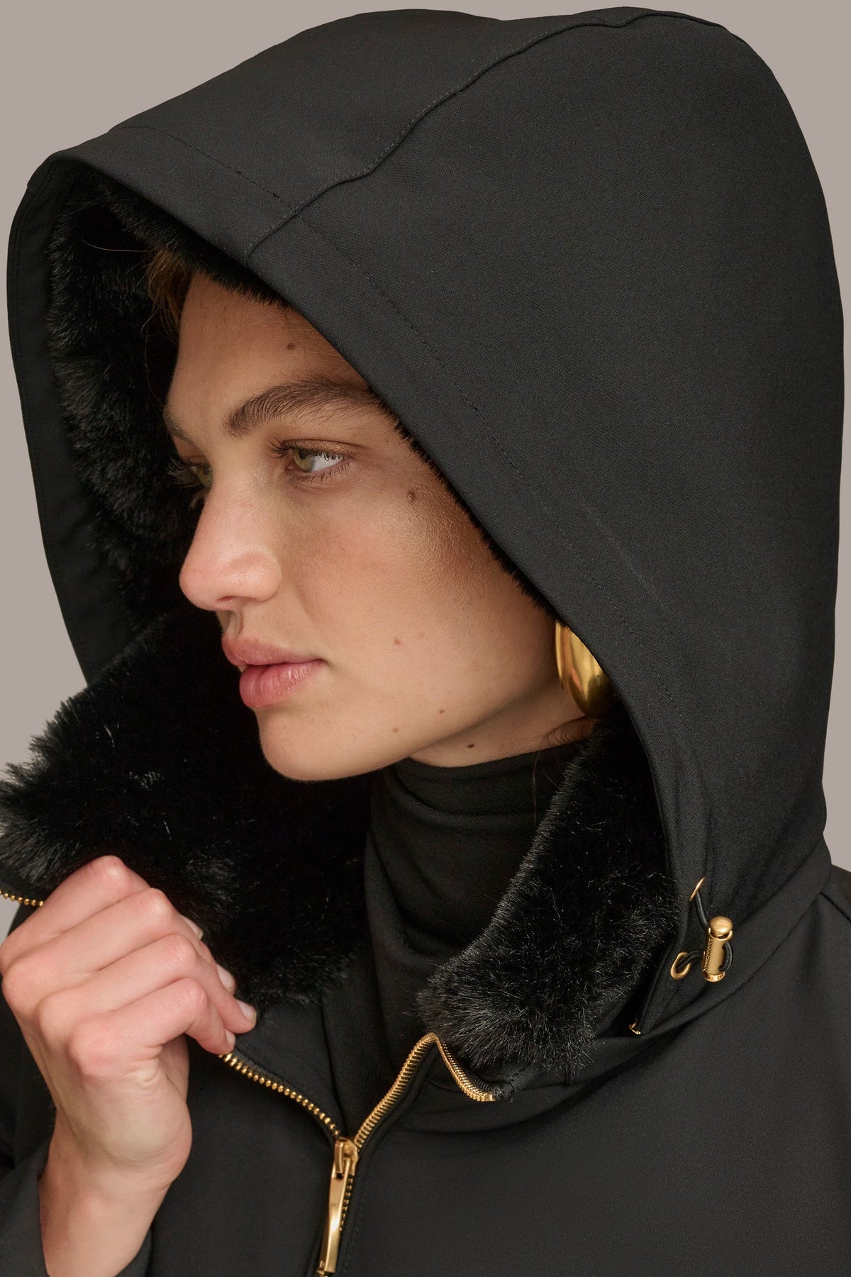 FAUX FUR LINED PUFFER