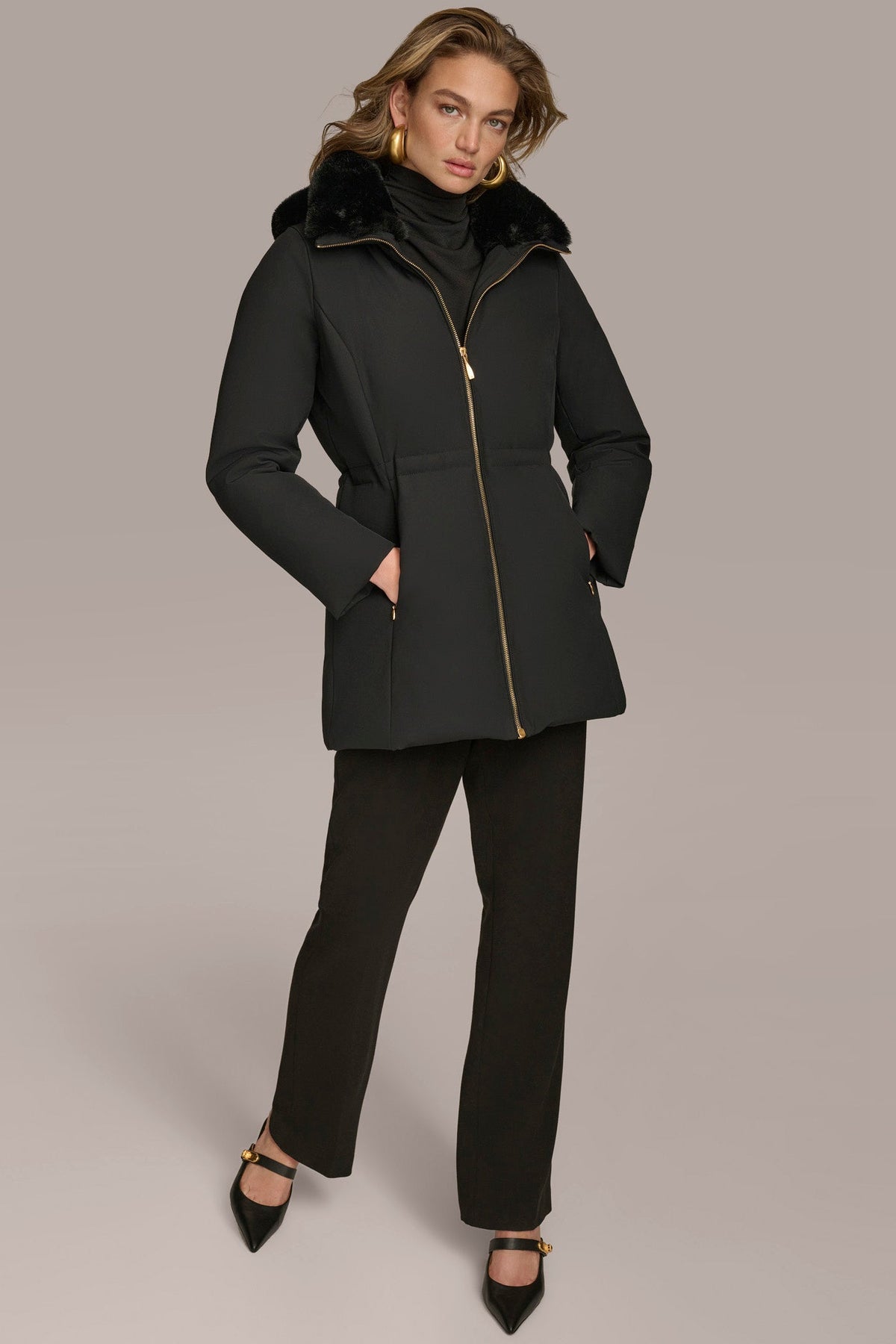 FAUX FUR LINED PUFFER