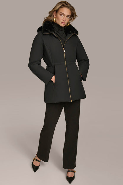 FAUX FUR LINED PUFFER