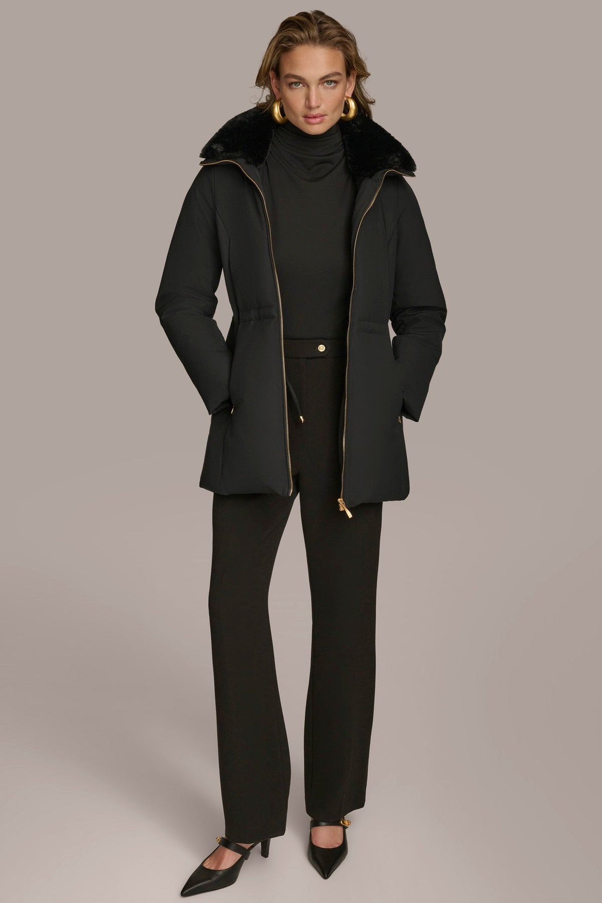 FAUX FUR LINED PUFFER