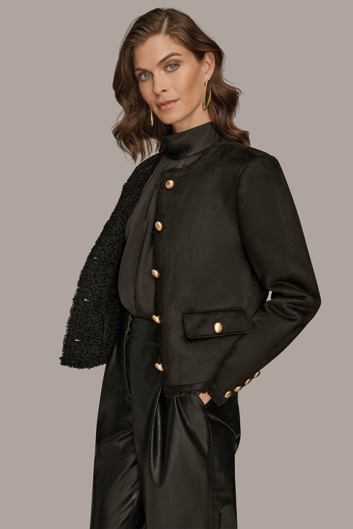 FAUX-SHEARLING BOXY COAT