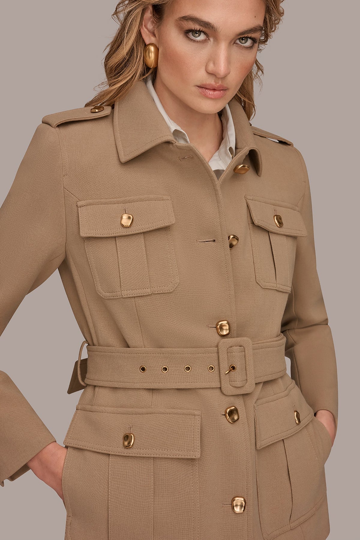 BELTED MILITARY BLAZER
