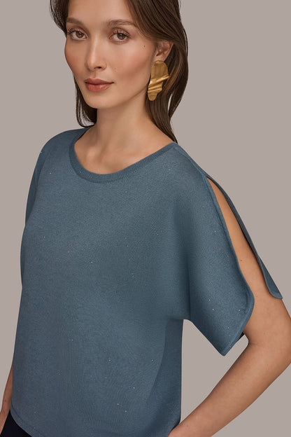 SEQUIN SPLIT SLEEVE SWEATER