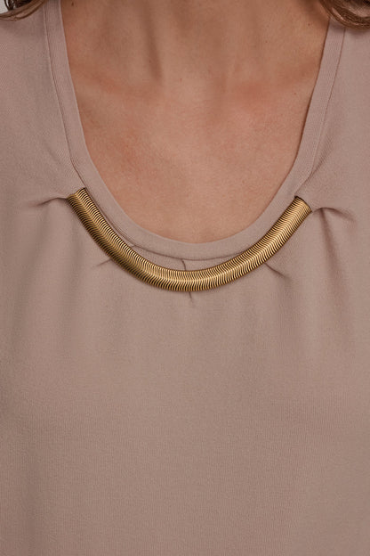 CAP SLEEVE METALLIC TRIM SWEATER