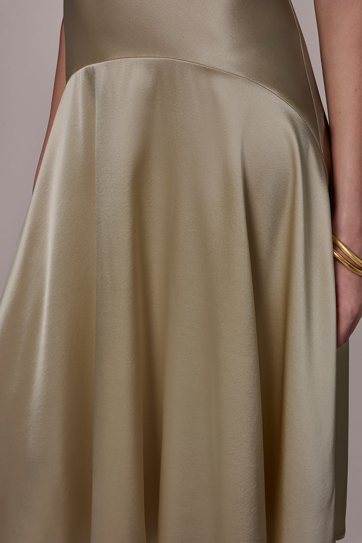 SILK-CHARMEUSE MIDI A-LINE DRESS