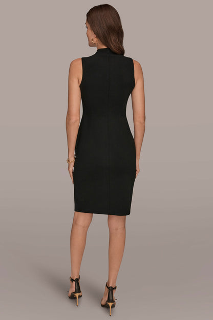 SLEEVELESS WRAP V-NECK SHEATH DRESS