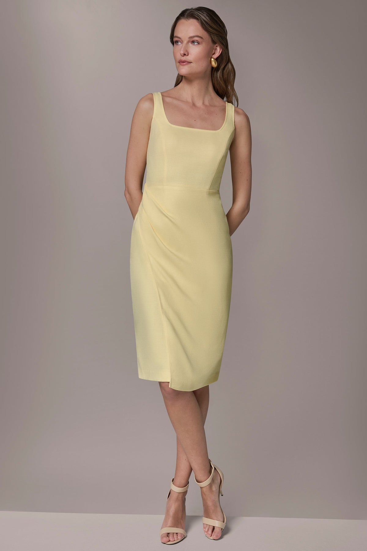 TENCEL WRAP-EFFECT MIDI SHEATH DRESS