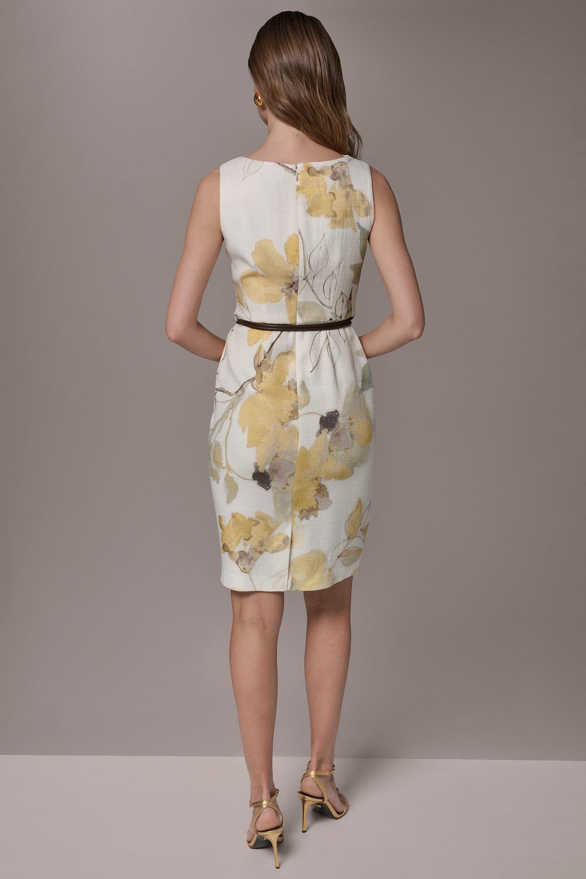 TWEED FLORAL SLEEVELESS SHEATH DRESS